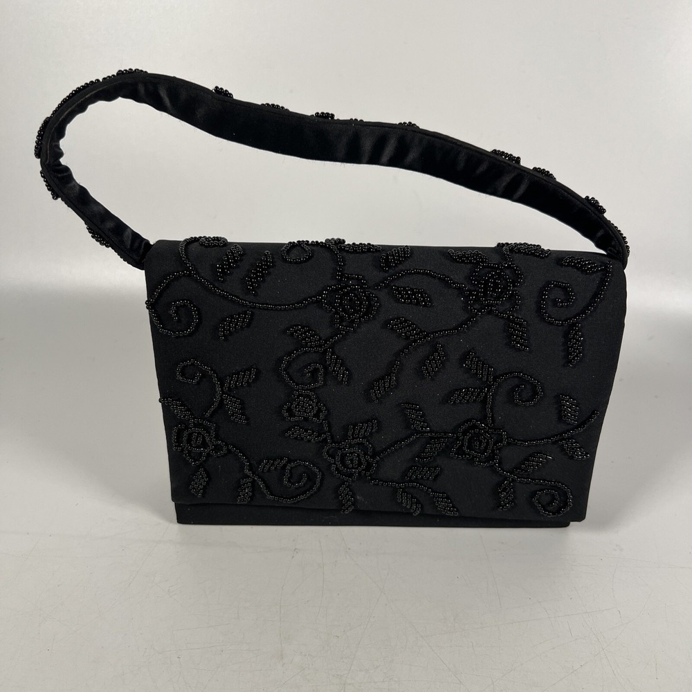 La Regale Beaded Evening Black  Purse